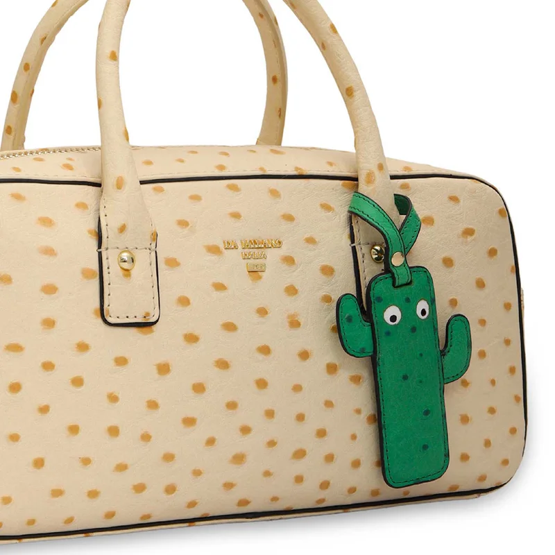 Da Milano Vanilla Small Ostrich Leather Satchel - Vanilla for Women | Best Price UAE